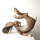 Ceramic Hare sculpture handmade by Gin Durham