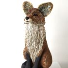 Ceramic Fox sculpture handmade by Gin Durham