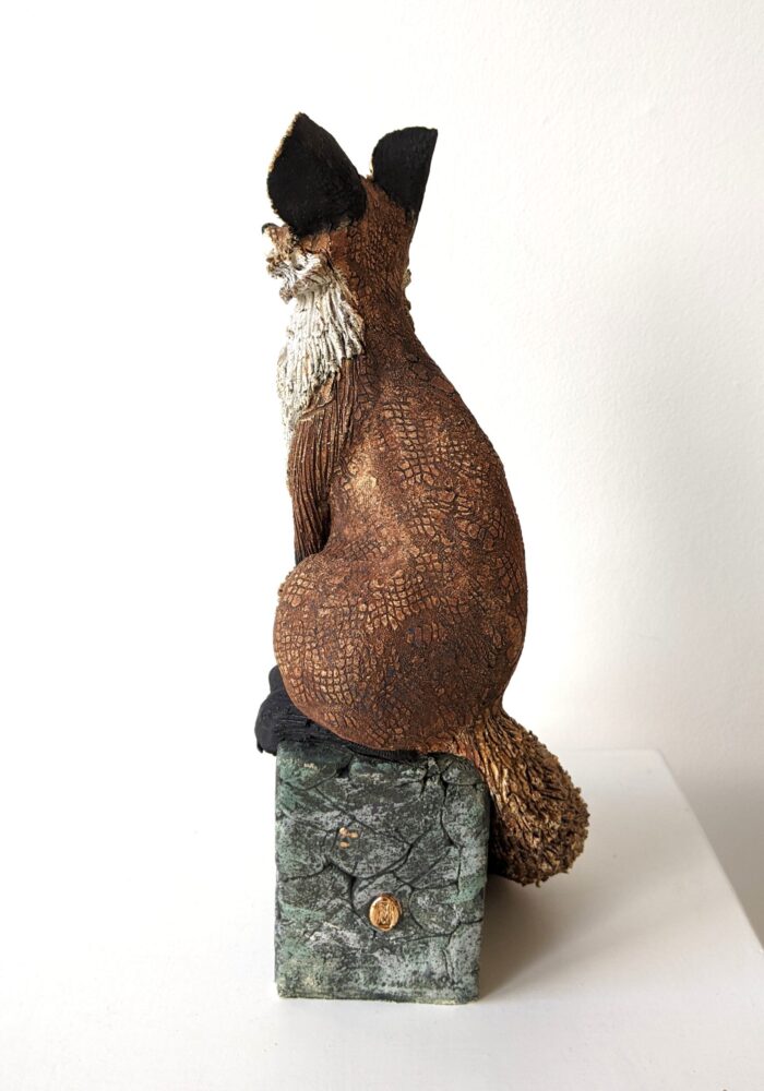 Ceramic Fox sculpture handmade by Gin Durham