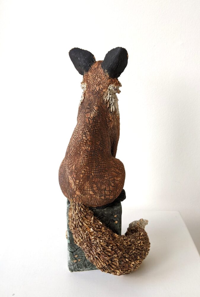 Ceramic Fox sculpture handmade by Gin Durham