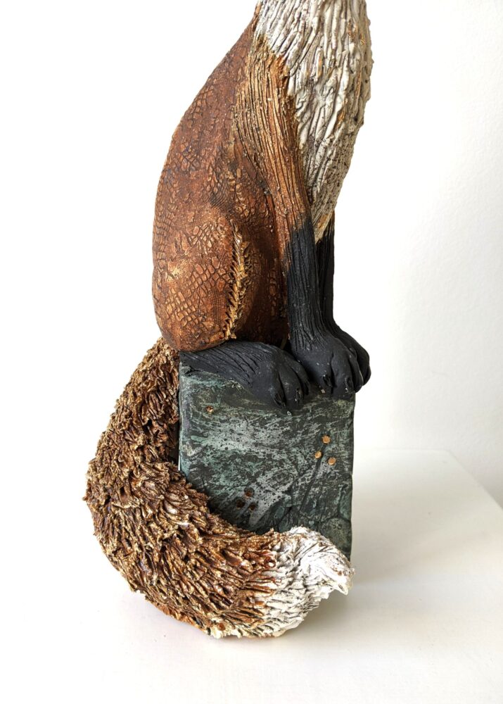 Ceramic Fox sculpture handmade by Gin Durham