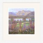 Lake District art framed print Foxgloves by Windermere by Jeff Sudders in a white frame.