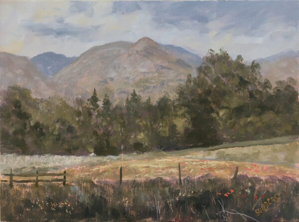 Lake District art original oil painting by Jeff Sudders the mornings walk fairfield horeshoe fell from ambleside