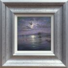 moonlight sparkle lakeland lake district an original oil painting by Andrew Grant Kurtis. A stunning purple moonlit scene with lake water reflections