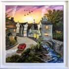 Lake District art original acrylic painting Let the River Run by Caroline Deighton with a white wood frame.
