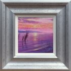 evening reflections lake district an original oil painting by Andrew Grant Kurtis. A stunning purple pink sunset with lake water reflections