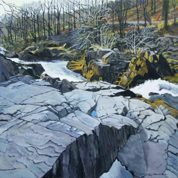 Art print by Lake District artist Libby Edmondson Near Skelwith Force in Ambleside
