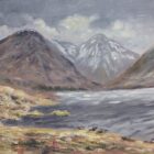 Lake District art original oil painting by Jeff Sudders. Wastwater on a cloudy day featuring yewbarrow great gable and scafell.