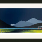 lake district art limited edition print by artist jay nottingham silhouettes and outlines Causey Pike Across Derwentwater and the slopes of Catbells near Keswick
