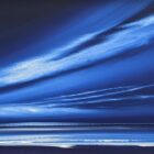 lake district art original acrylic painting an abstract landscape seascape by jonathan shaw with sweeping clouds in deep blue tones Midnight Blue Skies
