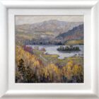 lake district art original oil painting by local artist jeff sudders. overlooking rydal water features path by the lake with trees heron island and silver howe fell