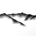original charcoal art by lake district artist Daniel cooper Solitude Act 254 Blencathra near keswick and Derwentwater - dramatic mountain silhouette