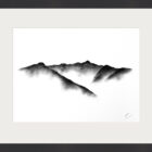 original charcoal art by lake district artist Daniel cooper Solitude Act 254 Blencathra near keswick and Derwentwater - dramatic mountain silhouette