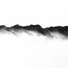 original charcoal art by lake district artist Daniel cooper. Solitude Act 265 - The Screes from Wastwater in Wasdale Cumbria - dramatic mountain silhouettes