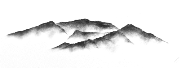 original charcoal art by lake district artist Daniel cooper. Solitude Act 274 skiddaws from bassenthwaite lake - dramatic mountain silhouettes