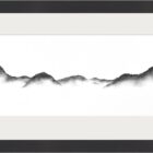 original charcoal art by lake district artist Daniel cooper. Solitude Act 276 catbells and causey pike from derwentwater - dramatic mountain silhouettes