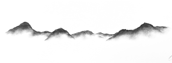 original charcoal art by lake district artist Daniel cooper. Solitude Act 276 catbells and causey pike from derwentwater - dramatic mountain silhouettes