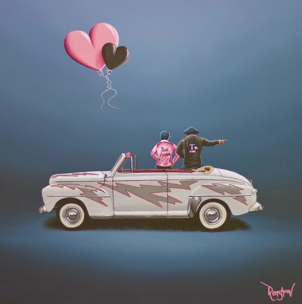 Lake District art by David Renshaw Go Greased Lightnin Boutique limited edition print inspired by 'Grease' featuring the iconic 1948 Ford Deluxe convertible
