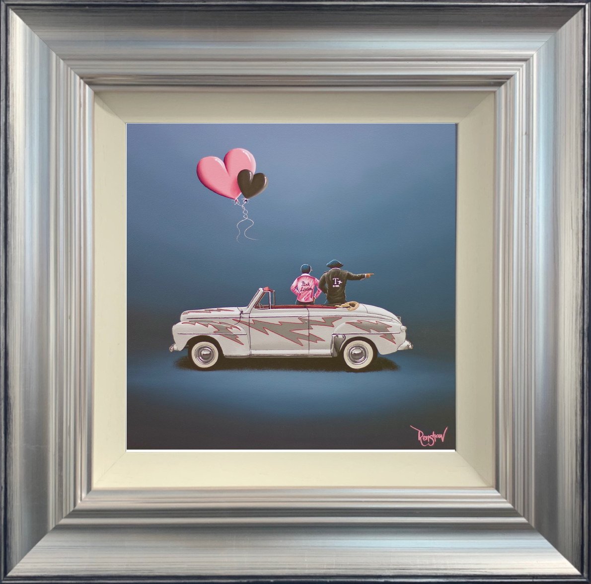 Lake District art by David Renshaw Go Greased Lightnin Boutique limited edition print inspired by 'Grease' featuring the iconic 1948 Ford Deluxe convertible
