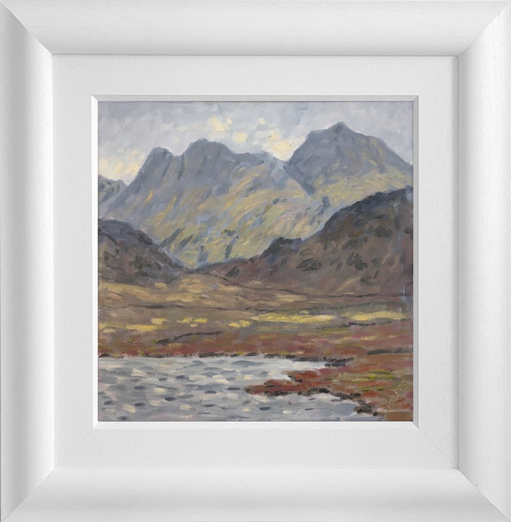 Lake District art original oil painting Blea Tarn langdale by Jeff Sudders with autumnal colours