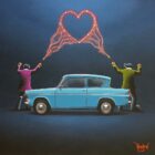 Lake District art by David Renshaw love makes life magical Boutique limited edition print inspired by 'Harry Potter' featuring the iconic flying Ford Anglia