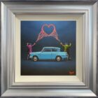 Lake District art by David Renshaw love makes life magical Boutique limited edition print inspired by 'Harry Potter' featuring the iconic flying Ford Anglia