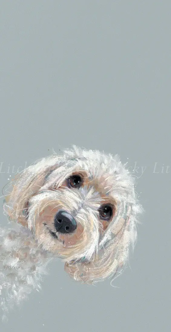 Limited Edition Print by British Artist Nicky Litchfield. Don't Forget Me a contemporary dog portrait of a