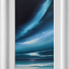 lake district art original acrylic painting by award winning artist jonathan shaw. Northern Skies a contemporary skyscape with big sweeping clouds above the impression of the Arora borealis