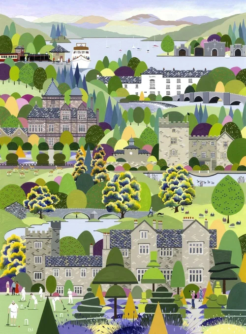 Lake District art South Lakes by Linda Mellin of landmarks such as Levens Hall Holker Hall The Swan and Sizergh Castle.