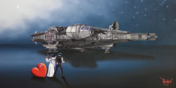 Lake District art by David Renshaw the princess and the scoundrel Boutique limited edition print inspired by 'Star Wars' featuring the iconic Millennium Falcon