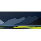 lake district art panoramic original painting by artist jay nottingham featuring Wastwater with great gable yewbarrow and scafell silhouettes and dark sky