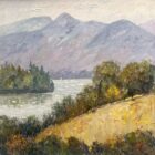 lake district art original oil painting by local artist jeff sudders. Autumn by Catbells featuring Derwentwater and it' surrounding fells with a beautiful autumnal foreground