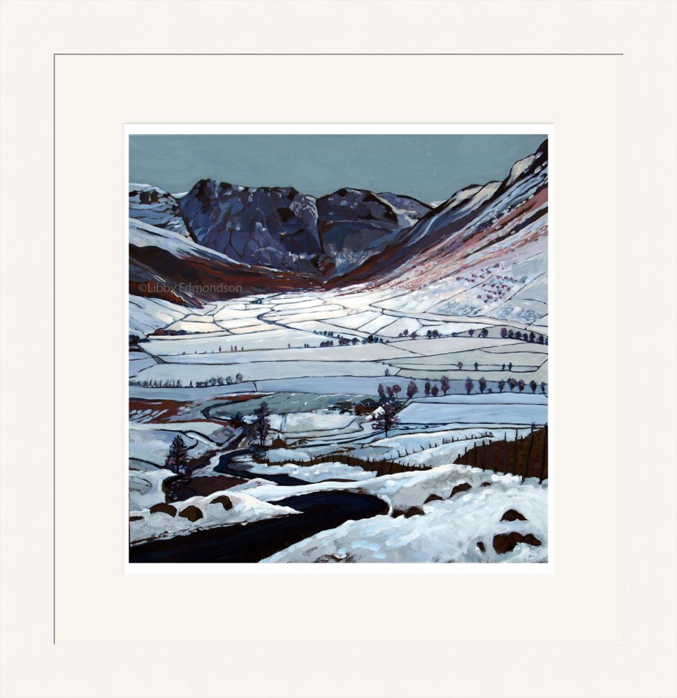 A Dusting in Mickleden. Lake District Art print by Libby Edmondson