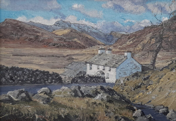 lake district art original oil painting by local artist simon whitfield view from blea tarn cottage in little langdale