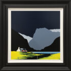 Lake District art by Jay Nottingham. A contemporary original acrylic paintings of Buttermere featuring Fleetwith Pike and surrounding fells in bold silhouettes in a contrasting style.