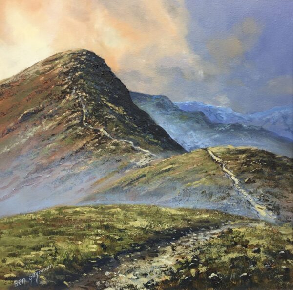 Lake District art original oil painting by Ben Goymour. Catbells the popular summit overlooking Derwentwater near Keswick