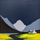 Lake District art by Jay Nottingham. A contemporary original acrylic paintings of Great Gable and Yewbarrow featuring Wastwater & surrounding fells in bold silhouettes in a contrasting style.