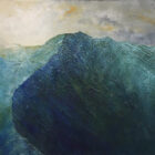 lake district art original mixed media painting by local cumbrian artist tim brown. acrylic plaster textured relief painting depicting green ridge striding edge helvellyn