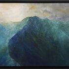 lake district art original mixed media painting by local cumbrian artist tim brown. acrylic plaster textured relief painting depicting green ridge striding edge helvellyn