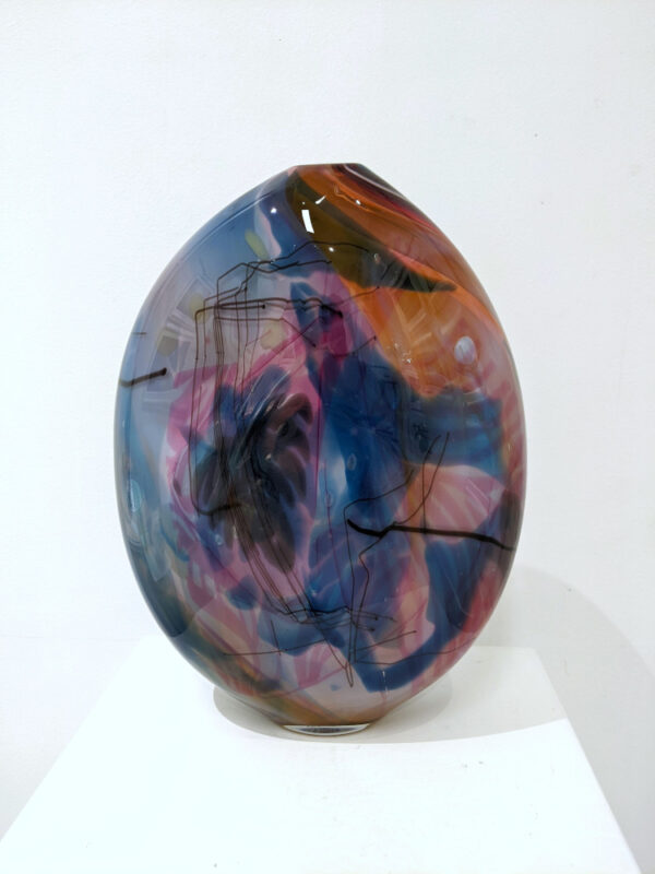 Magnolia Sunset is a handcrafted art glasswork handmade in Britain by Colin Hawkins at Loco Glass LTD.