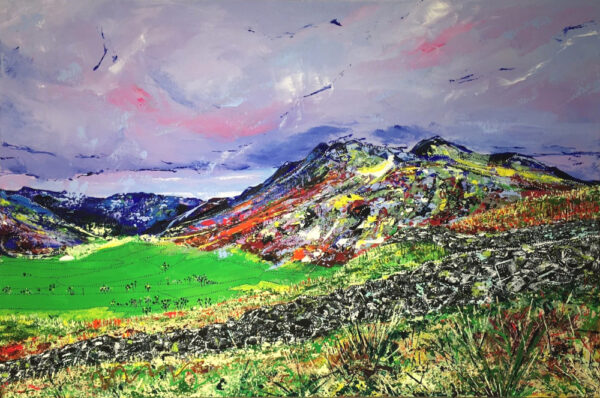 lake district art original acrylic landscape painting on canvas by Chantelle Watson. Roll n' Rock
