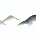 original charcoal art by lake district artist Daniel cooper. Solitude Act 292: Yewbarrow Fell Great Gable & Lingmell from Wastwater- dramatic mountain silhouettes