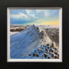 Lake District art original oil painting by Ben Goymour. Striding Edge the popular iconic ridge leading the helvellyn covered in snow in winter