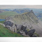lake district art original oil painting by local artist simon whitfield view of striding edge and red tarn from helvellyn