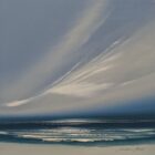 lake district art abstract landscape by artist jonathan shaw wedgewood skies coastal sea sky scape in pale blue and off-white clouds reminiscent of the ceramics