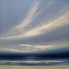 lake district art abstract landscape by artist jonathan shaw wedgewood skies coastal sea sky scape in pale blue and off-white clouds reminiscent of the ceramics