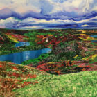 lake district art original acrylic landscape painting on canvas by Chantelle Watson. Winter Kaleidoscope from loughrigg fell overlooking grasmere rydal and windermere