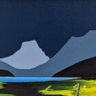 lake district art original acrylic painting by artist jay nottingham featuring Wastwater Yewbarrow Great Gable and Scafell in bold contemporary silhouette style