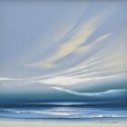 lake district art abstract landscape by artist jonathan shaw wedgewood skies coastal sea sky scape in pale blue and off-white clouds reminiscent of the ceramics
