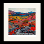 Art print by Lake District artist Libby Edmondson of A Walk in Easdale 2012 featuring a hillside view of the valley and fells in autumn tones